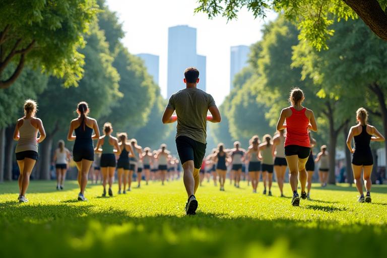 Outdoor bootcamp class in Singapore park